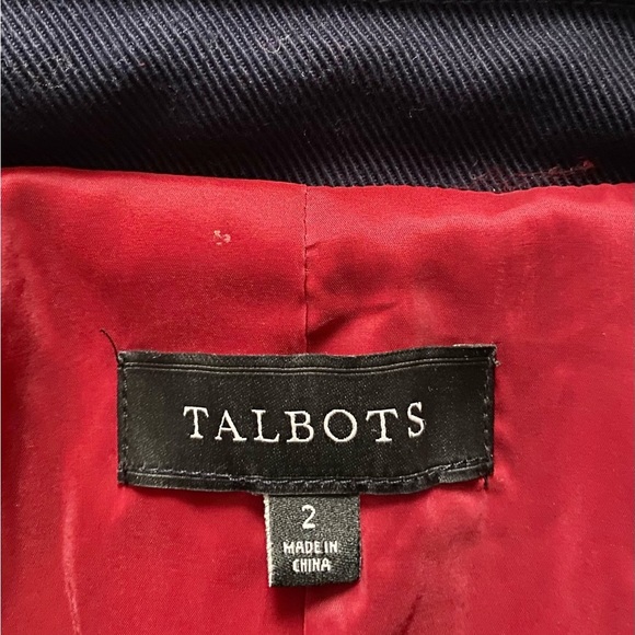 TALBOTS Women’s Classic Modest Navy Compact Military Twill Cotton Jacket Size 2 - Picture 11 of 12